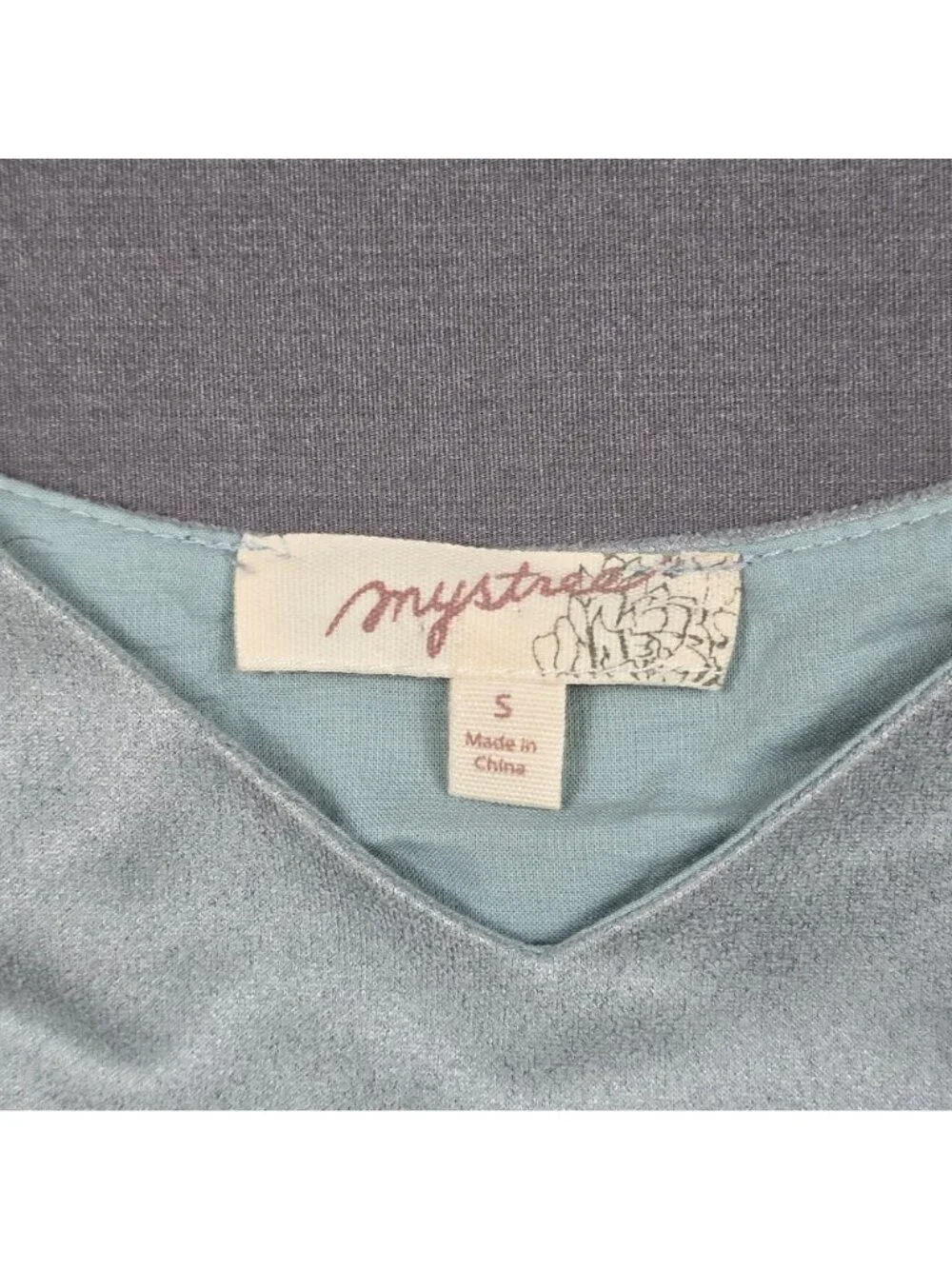 Mystree Small Sleeveless Light Blue Slip Dress Adjustable Straps Scalloped Hem - Picture 2 of 5